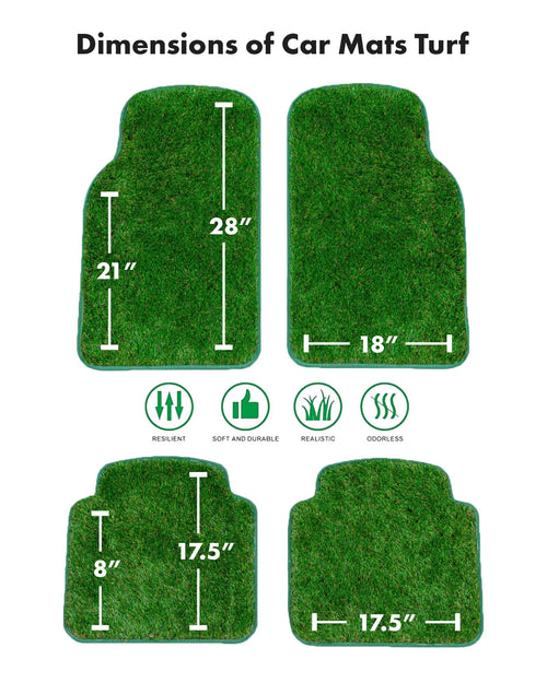 Artificial Grass Car Mats – 4-Piece Green Turf Floor Mat Set with Non-Slip Rubber Backing, Universal Fit for Cars, Trucks & SUVs by Sunset Products