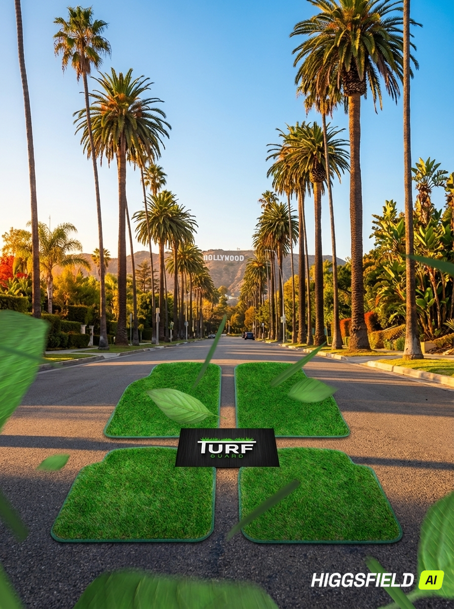 Artificial Grass Car Mats – 4-Piece Green Turf Floor Mat Set with Non-Slip Rubber Backing, Universal Fit for Cars, Trucks & SUVs by Sunset Products