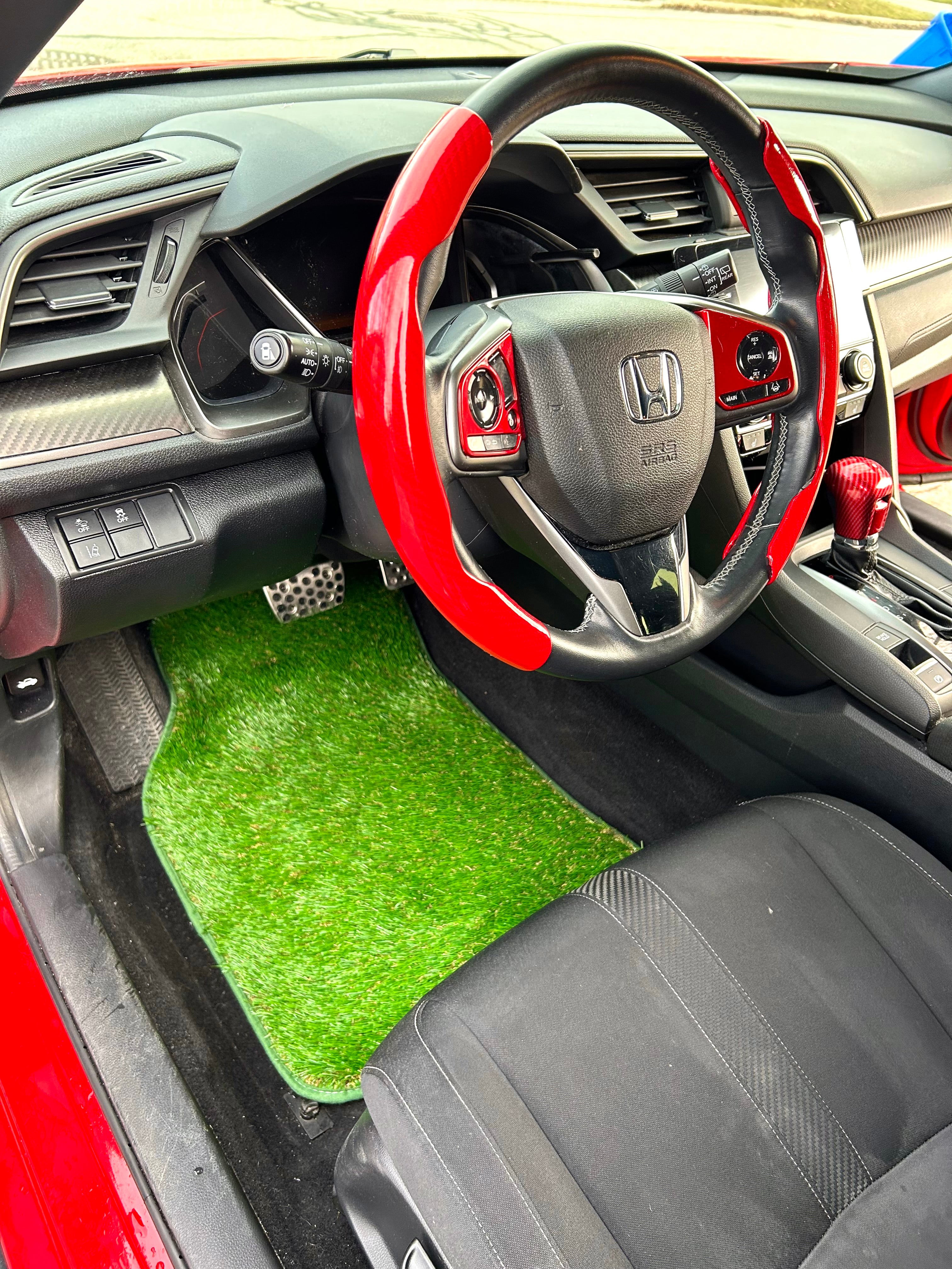 Artificial Grass Car Mats – 4-Piece Green Turf Floor Mat Set with Non-Slip Rubber Backing, Universal Fit for Cars, Trucks & SUVs by Sunset Products