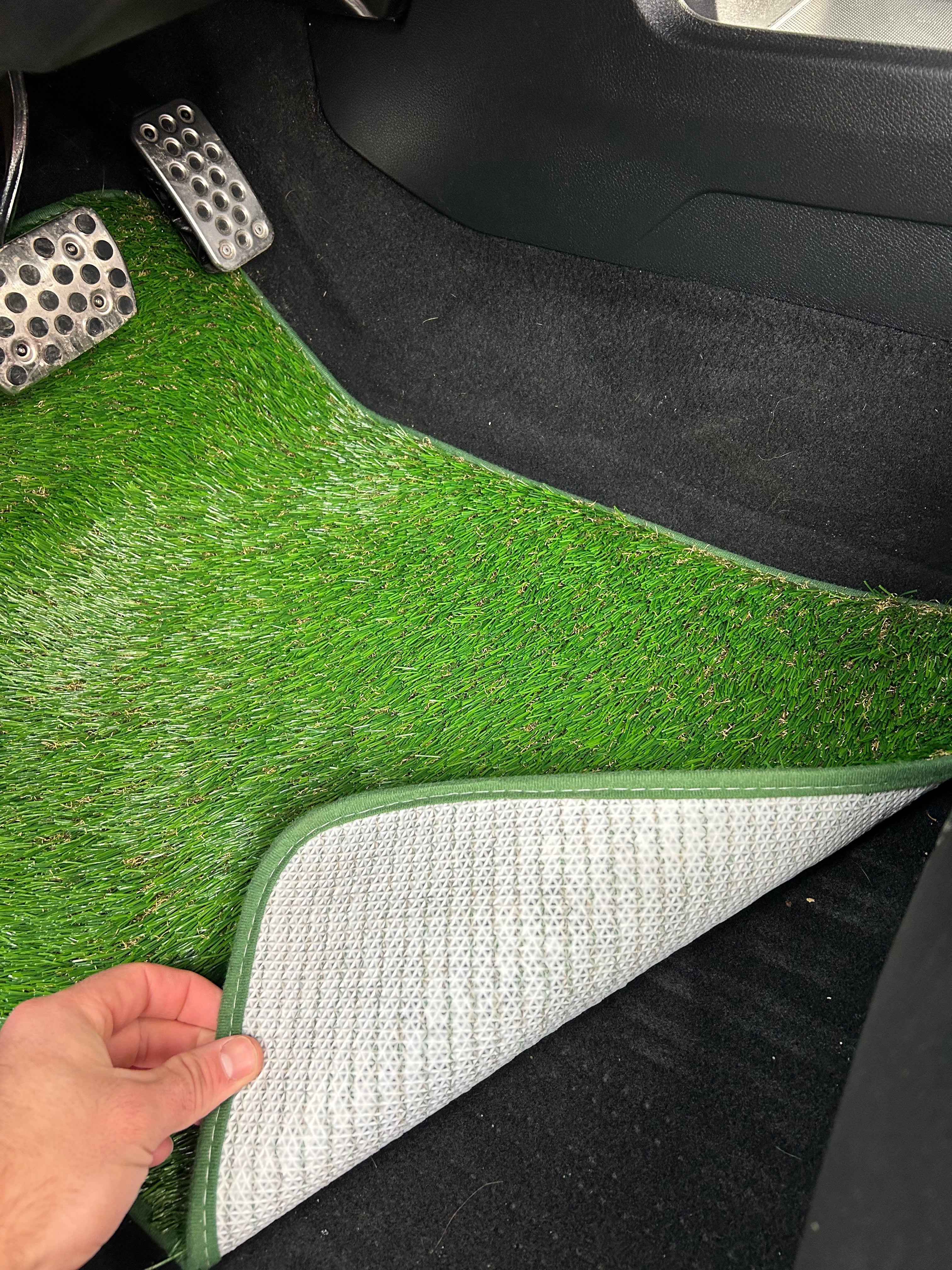 Artificial Grass Car Mats – 4-Piece Green Turf Floor Mat Set with Non-Slip Rubber Backing, Universal Fit for Cars, Trucks & SUVs by Sunset Products
