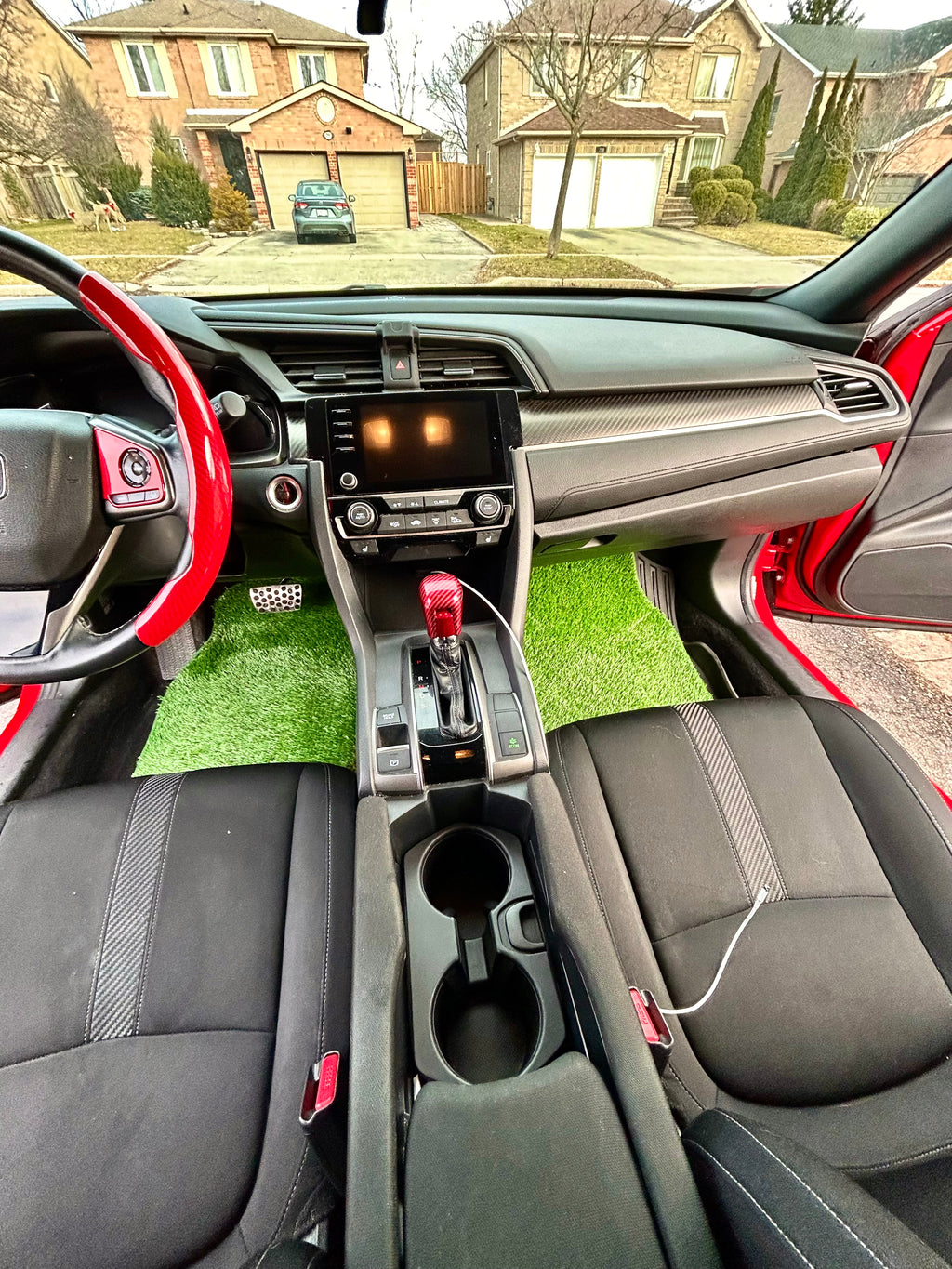 Artificial Grass Car Mats – 4-Piece Green Turf Floor Mat Set with Non-Slip Rubber Backing, Universal Fit for Cars, Trucks & SUVs by Sunset Products