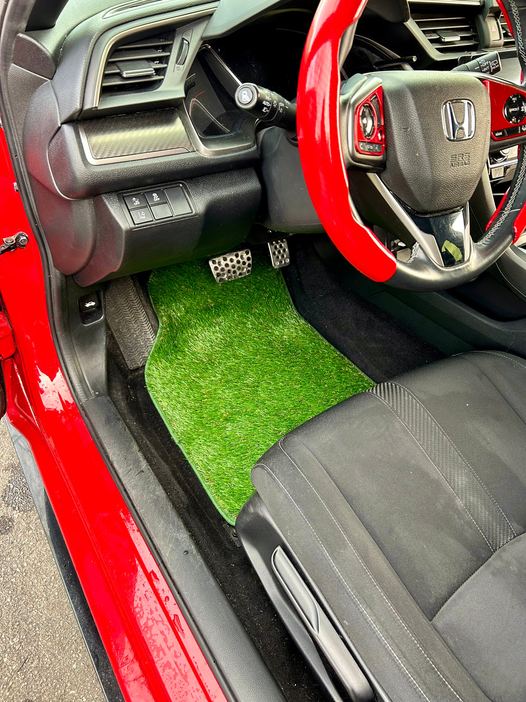 Artificial Grass Car Mats – 4-Piece Green Turf Floor Mat Set with Non-Slip Rubber Backing, Universal Fit for Cars, Trucks & SUVs by Sunset Products