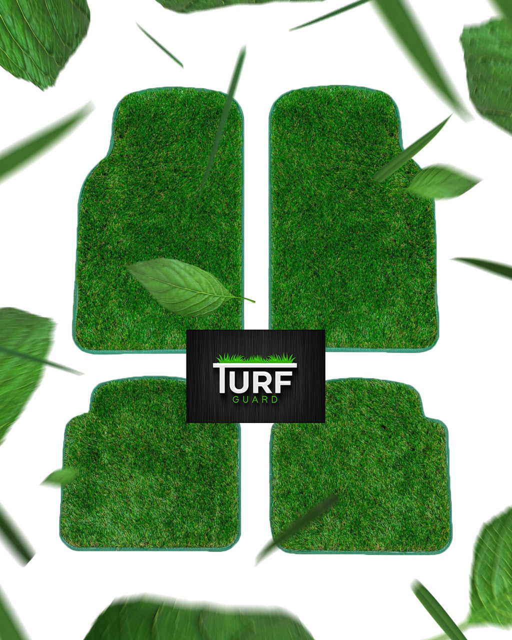 Artificial Grass Car Mats – 4-Piece Green Turf Floor Mat Set with Non-Slip Rubber Backing, Universal Fit for Cars, Trucks & SUVs by Sunset Products