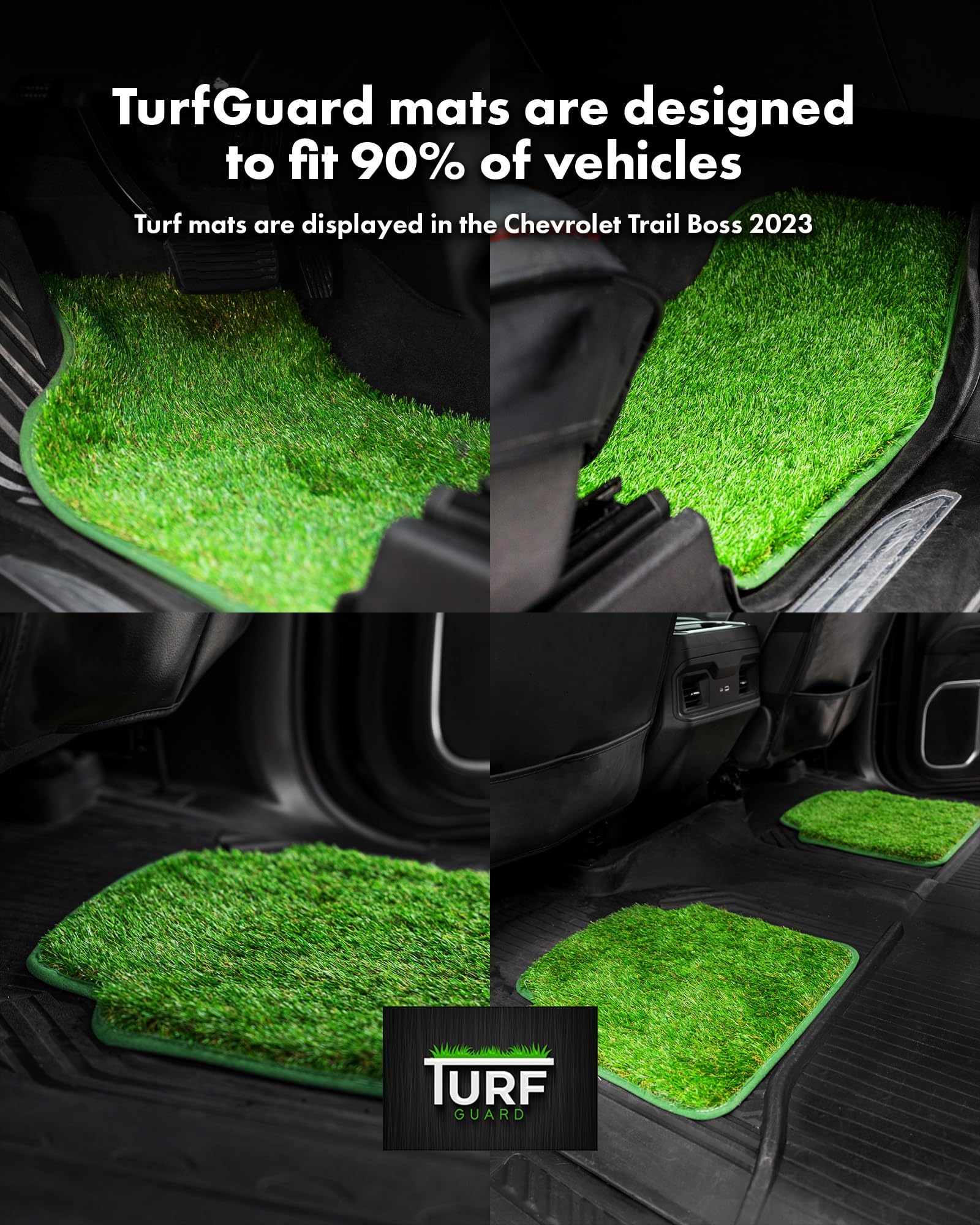 Artificial Grass Car Mats – 4-Piece Green Turf Floor Mat Set with Non-Slip Rubber Backing, Universal Fit for Cars, Trucks & SUVs by Sunset Products